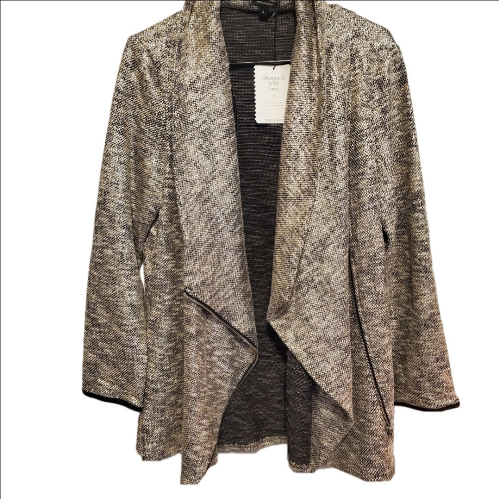 Stella and Dot Metallic Waterfall Zip Up Moto Style Blazer